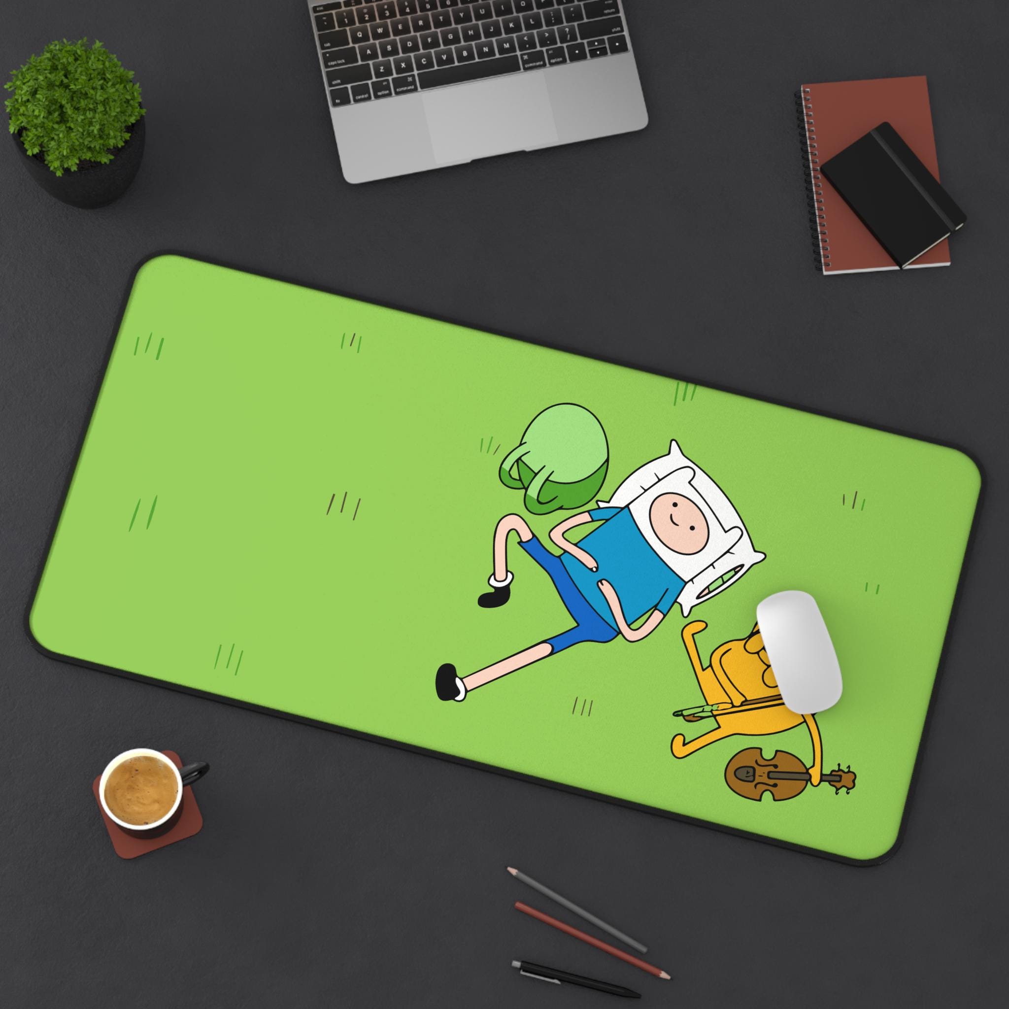 Adventure Time Finn and Jake Green Aesthetic Mousepad | Gaming Desk Mat