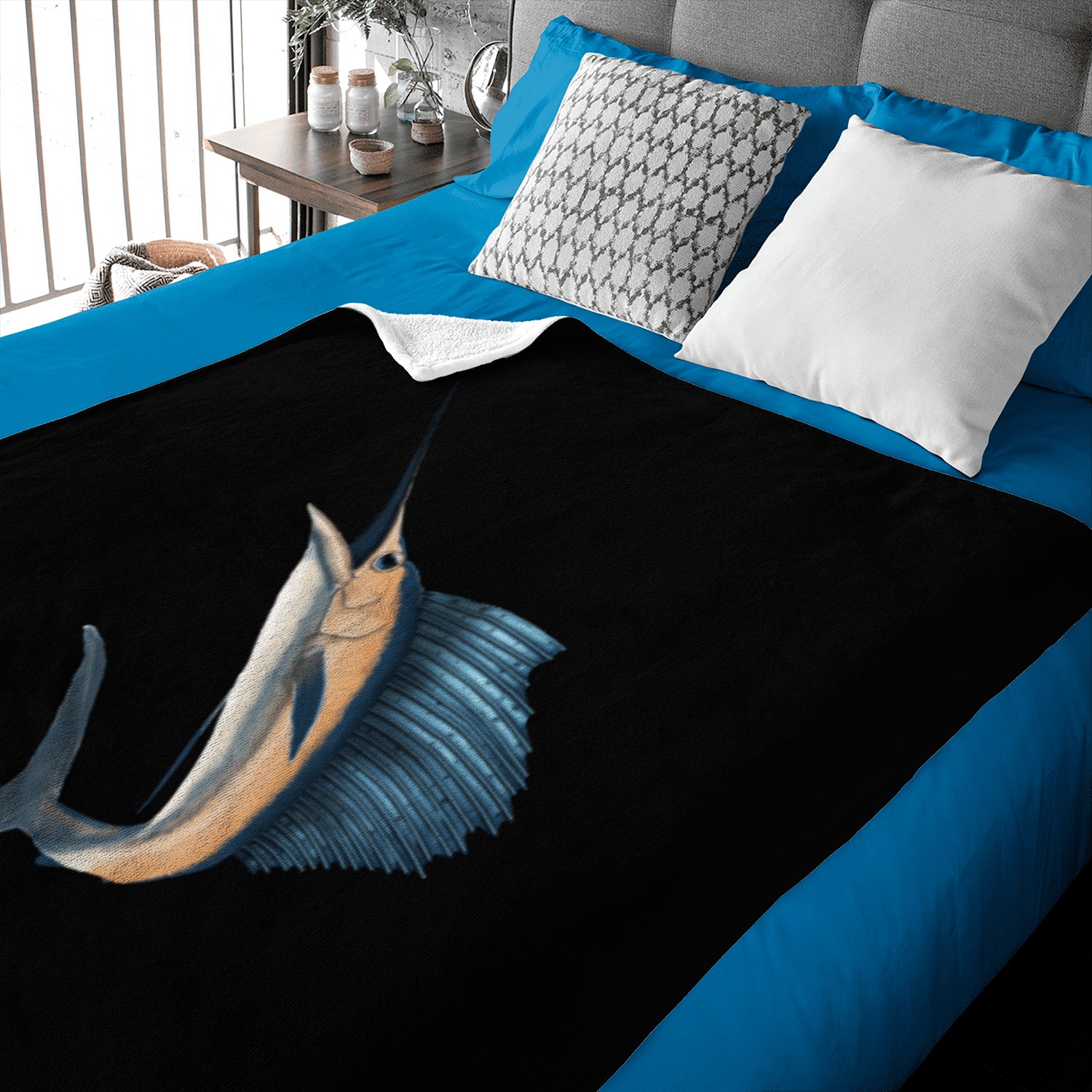 Jumping Marlin Sailfish Baby Blankets