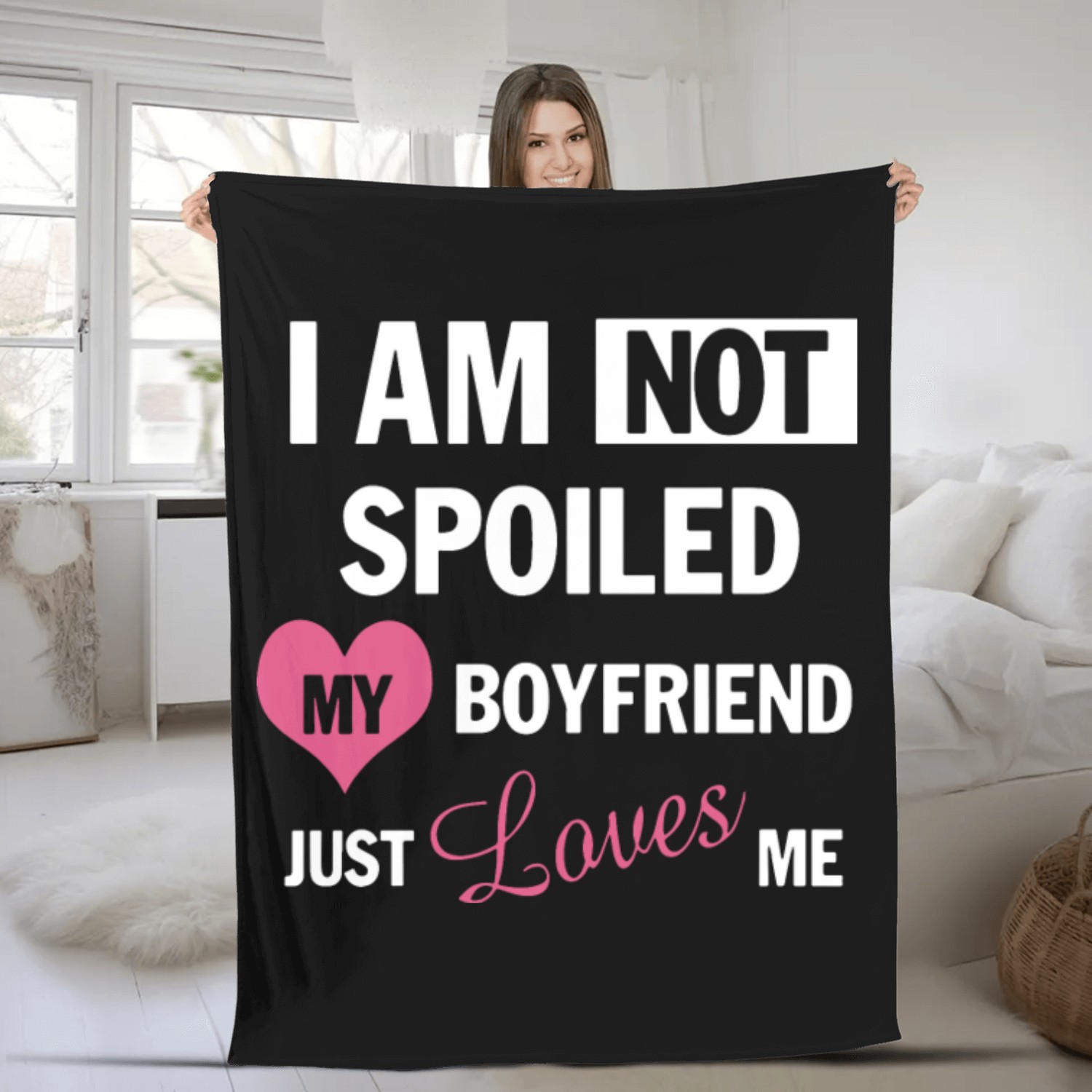 I am not spoiled my boyfriend just loves me Fleece Blankets