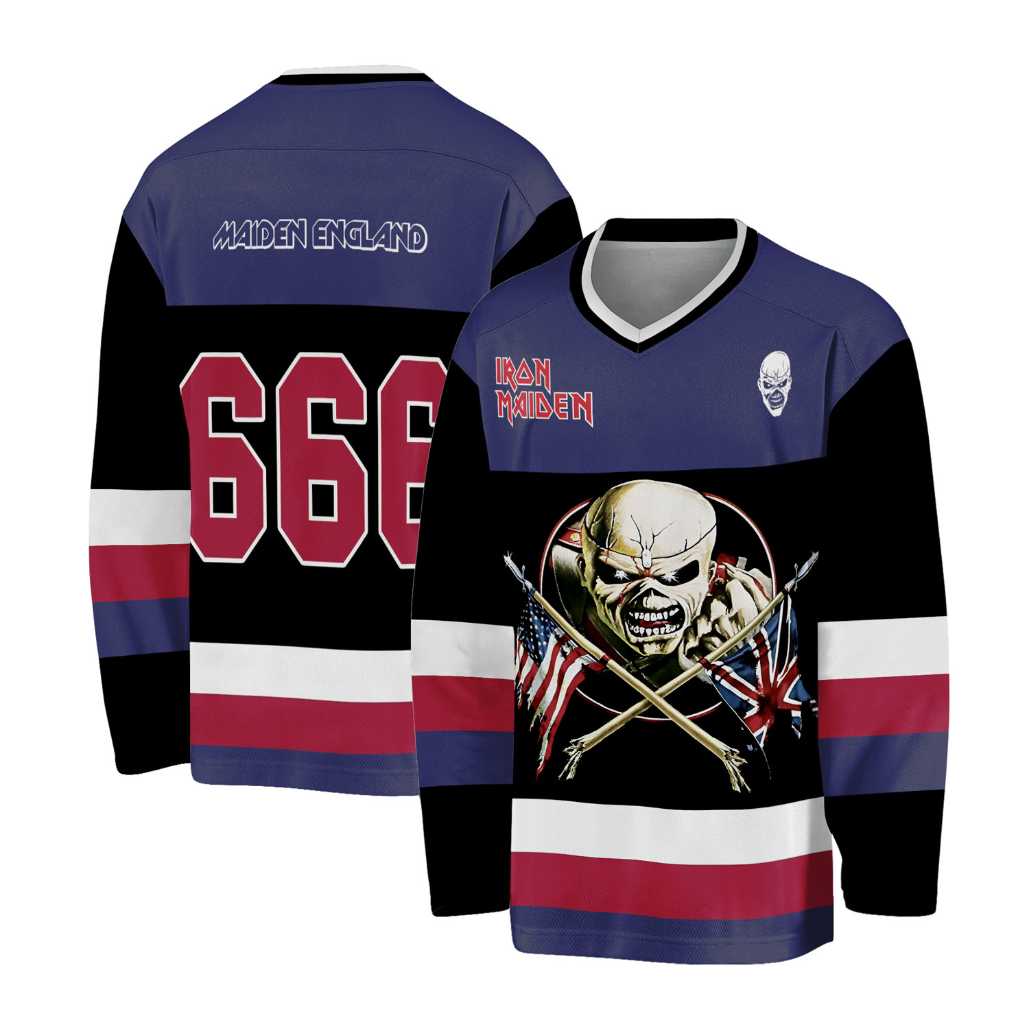 Iron Maiden Jersey The Trooper Heavy Metal Band Men's Hockey Jersey