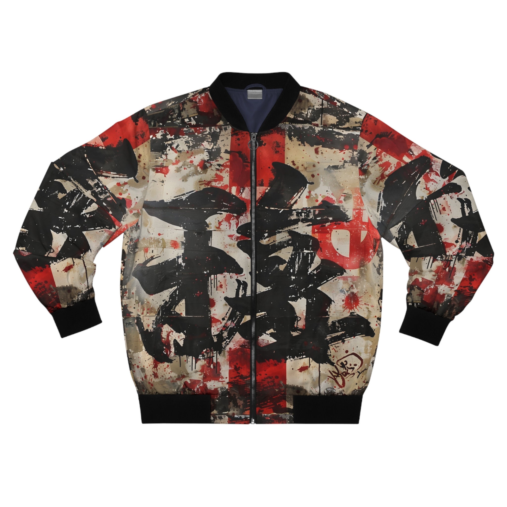 Vintage Japanese Art Men's Bomber Jacket (AOP),Japanese Streetwear ,Fashionable japanese bomber jacket