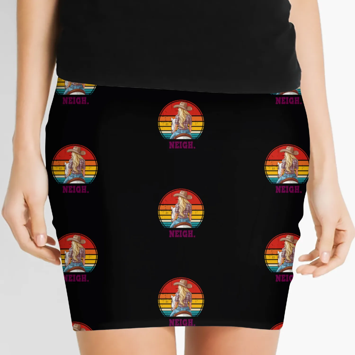 Cowgirl on Horse Neigh Women's Mini Skirts