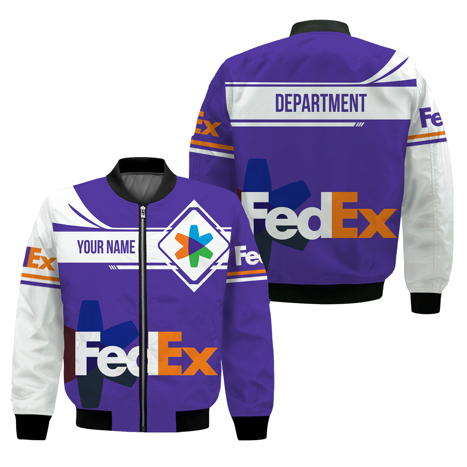 FedEx Office custom name & department Quilt Bomber Jacket for Postal Worker