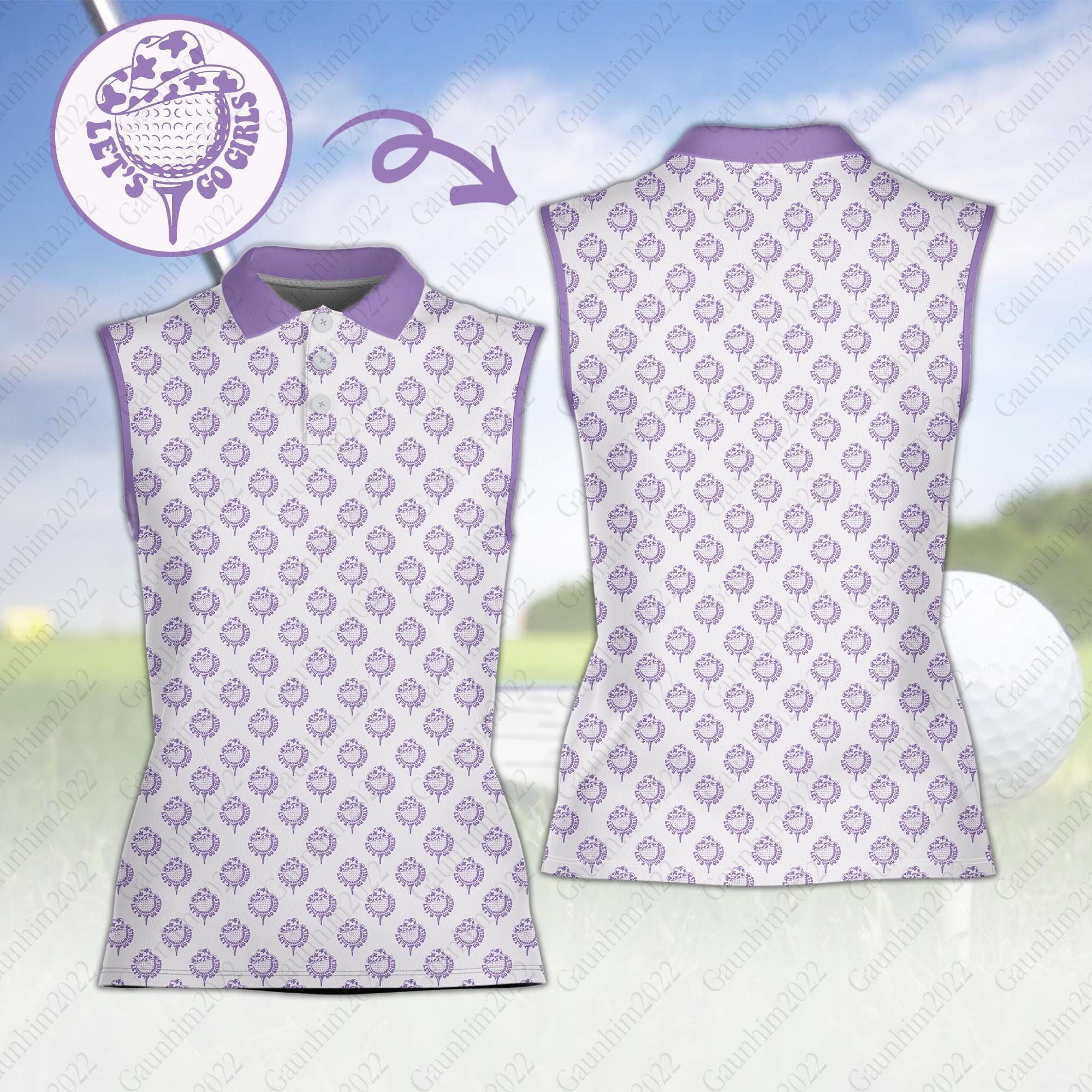 Let's Go Girls Western Cowboy Hat Golf Polo Shirt, Cowgirl Ladies Sleeveless Polo Shirt, Women's Western Polo Golf Shirt, Golf Lovers Gifts
