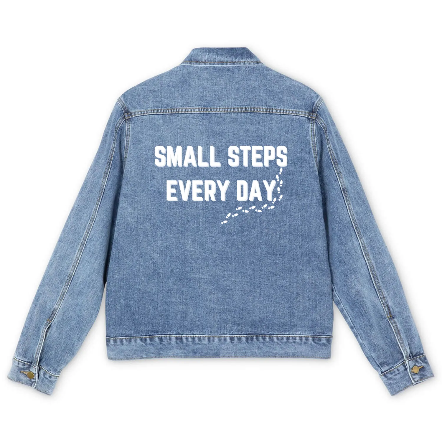 Small Steps Every Day - Motivational Typography Men's Denim Jackets