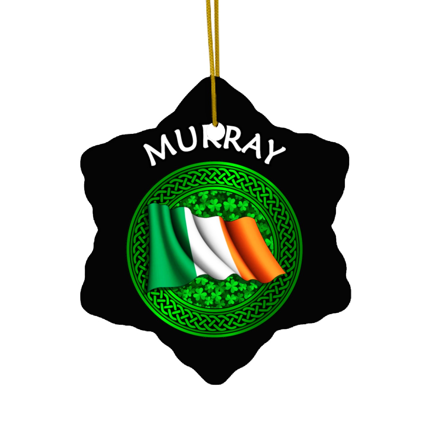Murray Shamrock & Irish Flag Ceramic Ornaments