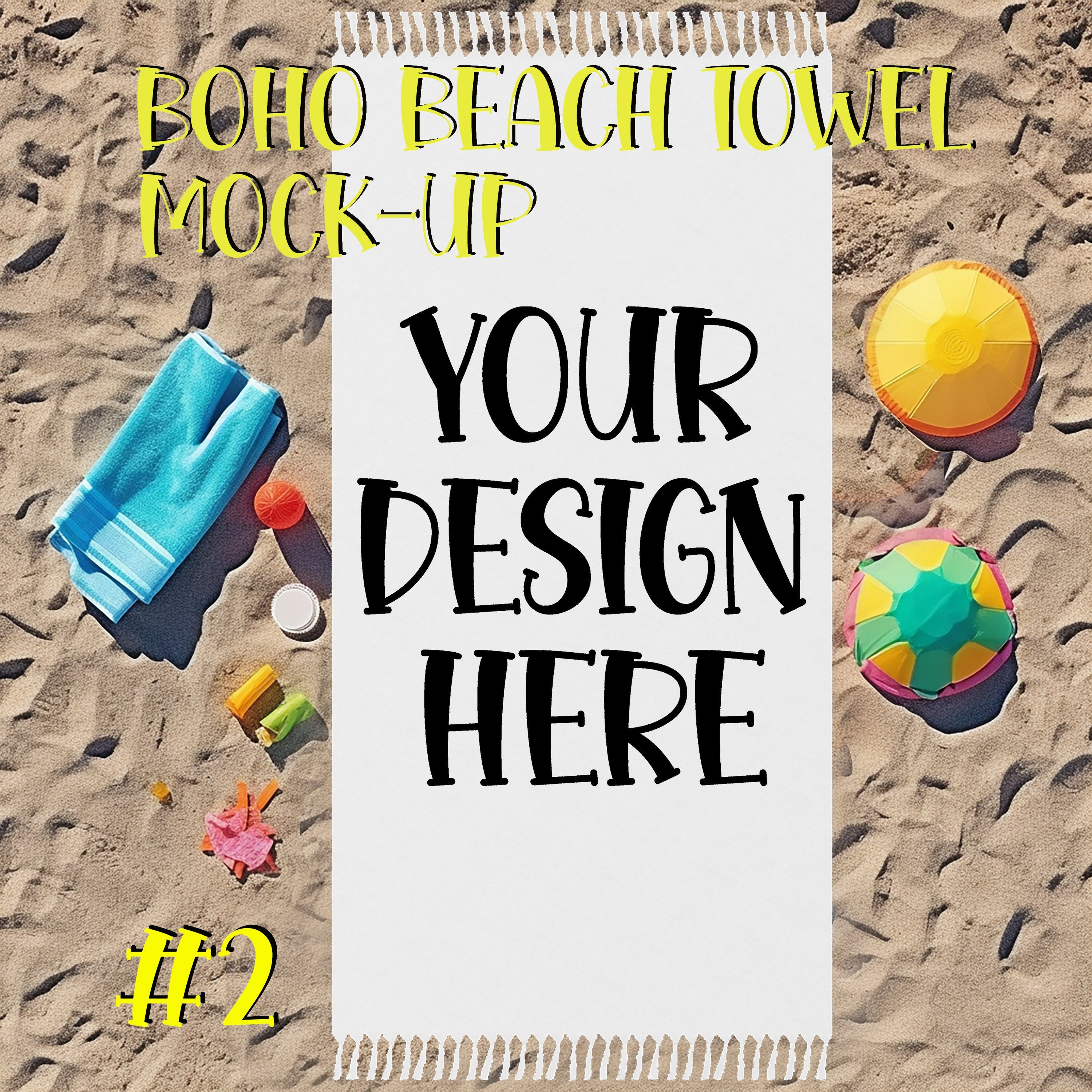 Boho Towel Mockup, White Beach Towel , Beach Towels