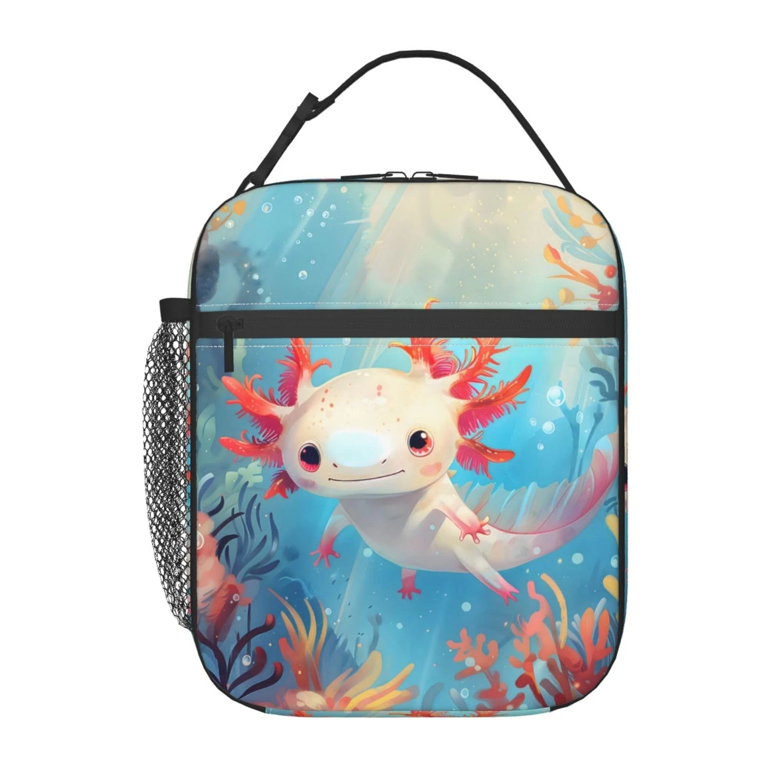 Rainbow Axolotl Kids Lunch Bag for Girls and Boys