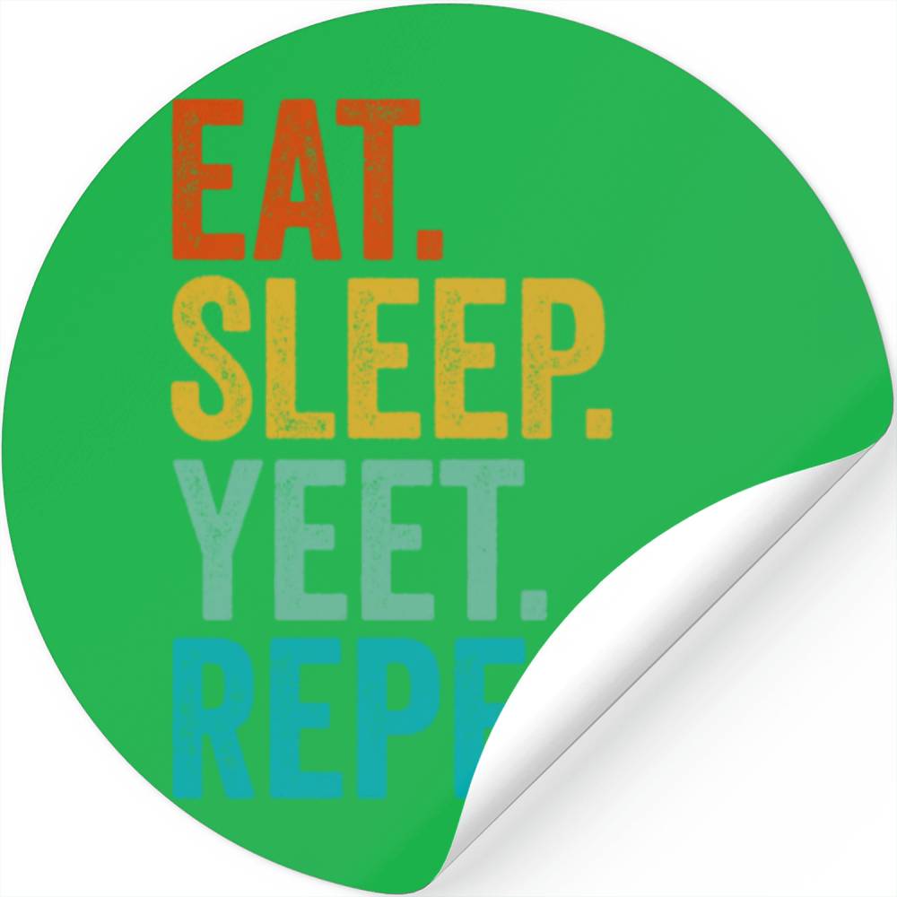 Retro Eat Sleep Yeet Repeat Stickers