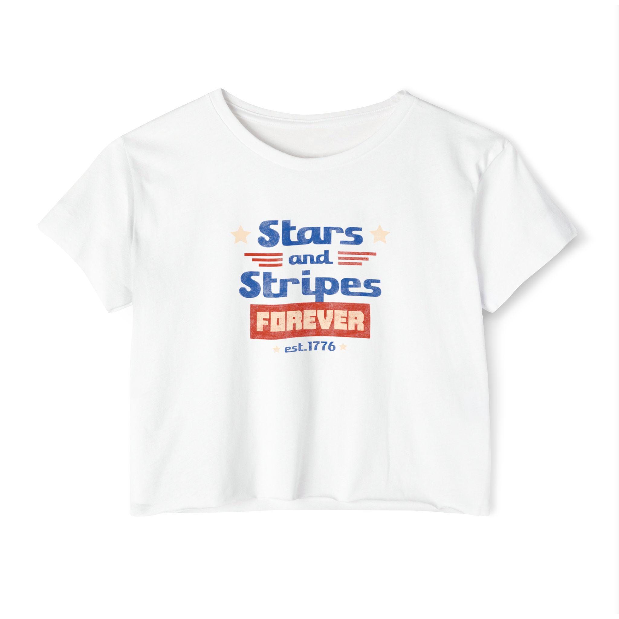 Stars and Stripes Forever Festival Crop Top - Patriotic Summer Tee for Independence Day, Concerts, Beach Days, BBQs, 4th of july