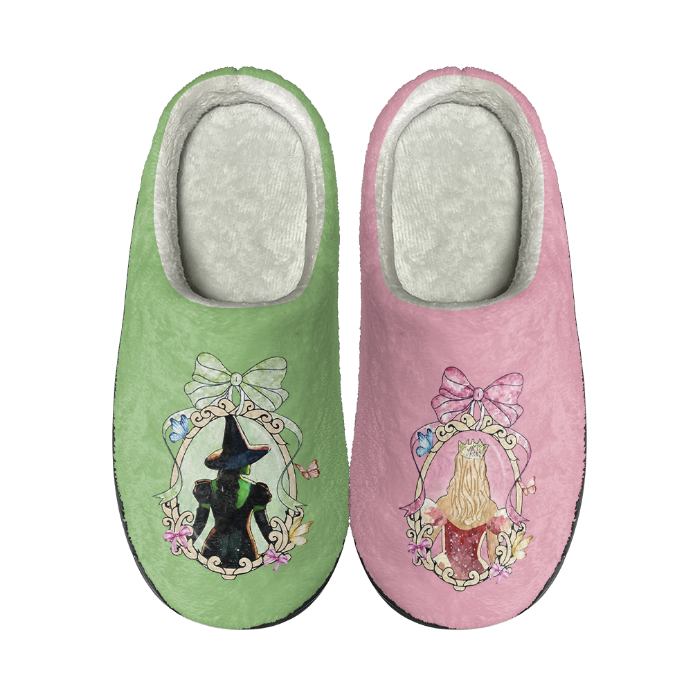 Wicked For Good Slippers Glinda And Elphaba Slipper, Wizard Of Oz Movie Cozy Shoes, Changed For Good, Wicked Fan Gifts House Shoes