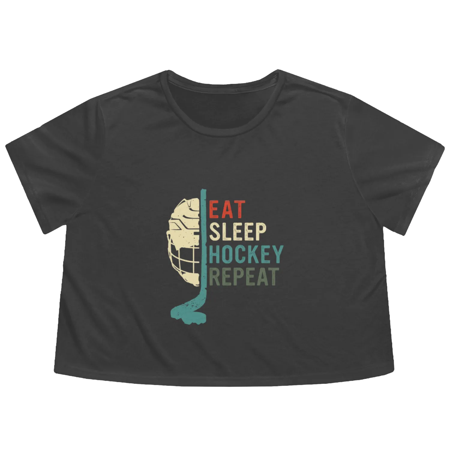 Eat Sleep Hockey Repeat Flowy Cropped Tees