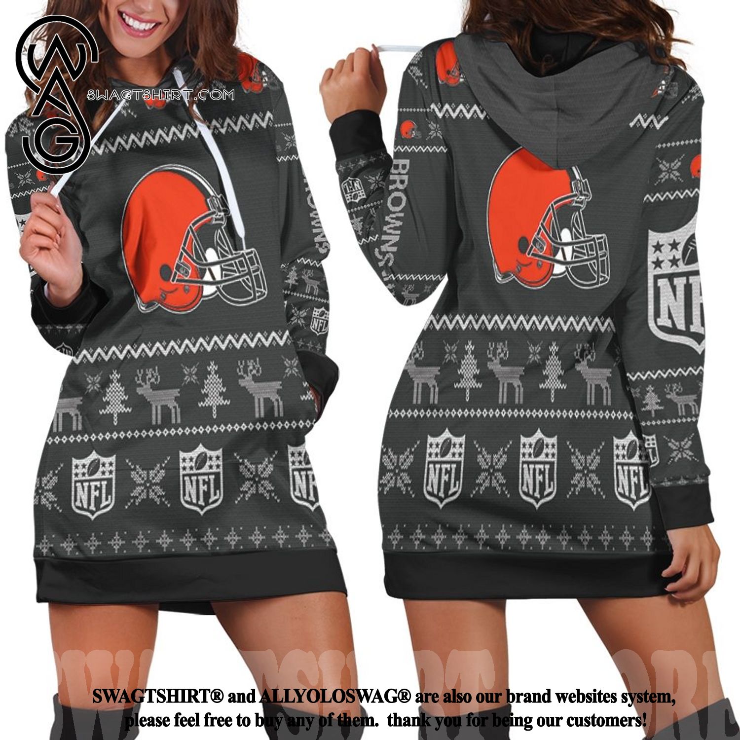 football Cleveland Browns Holiday Women Hoodie Dress