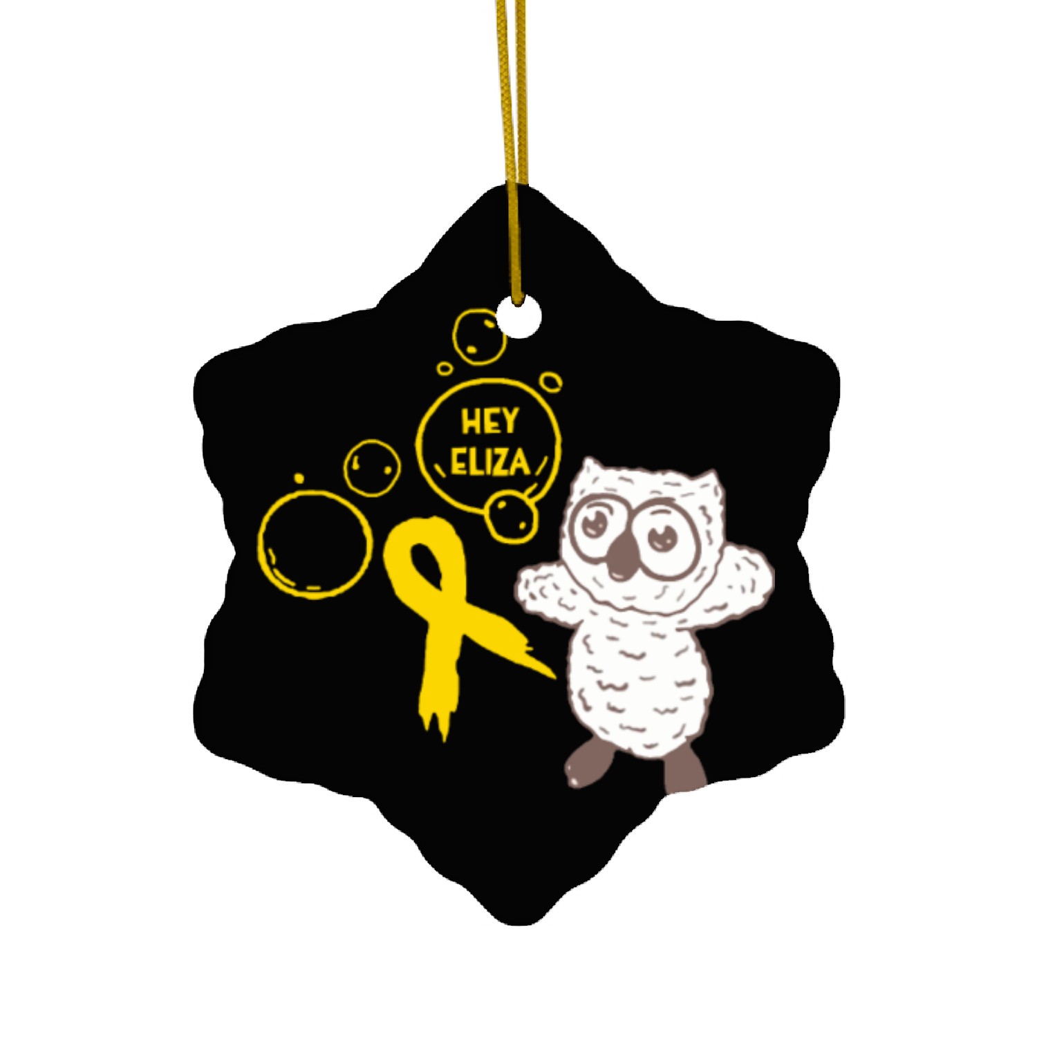 hey eliza merch Ceramic Ornaments
