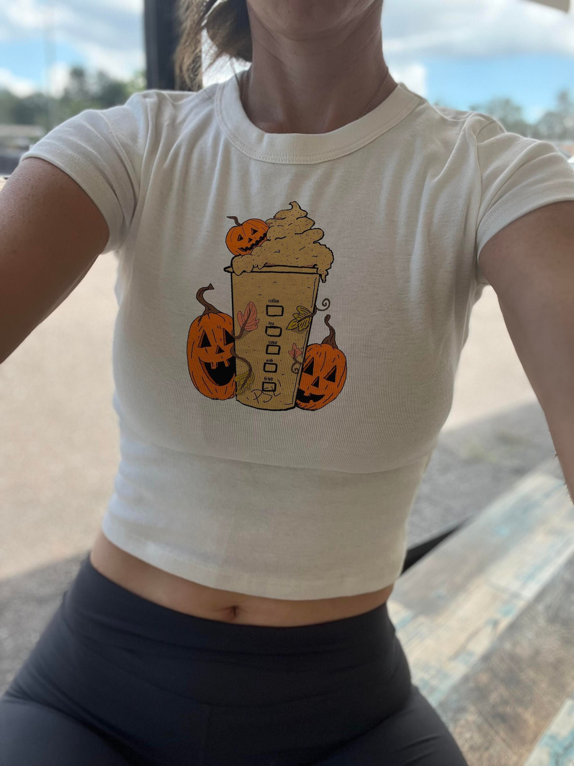 Pumpkin Spice Crop Tank, Coffee Spice Baby Tee, Autumn Coffee Crop Top, farm fresh crop top, coffee lover
