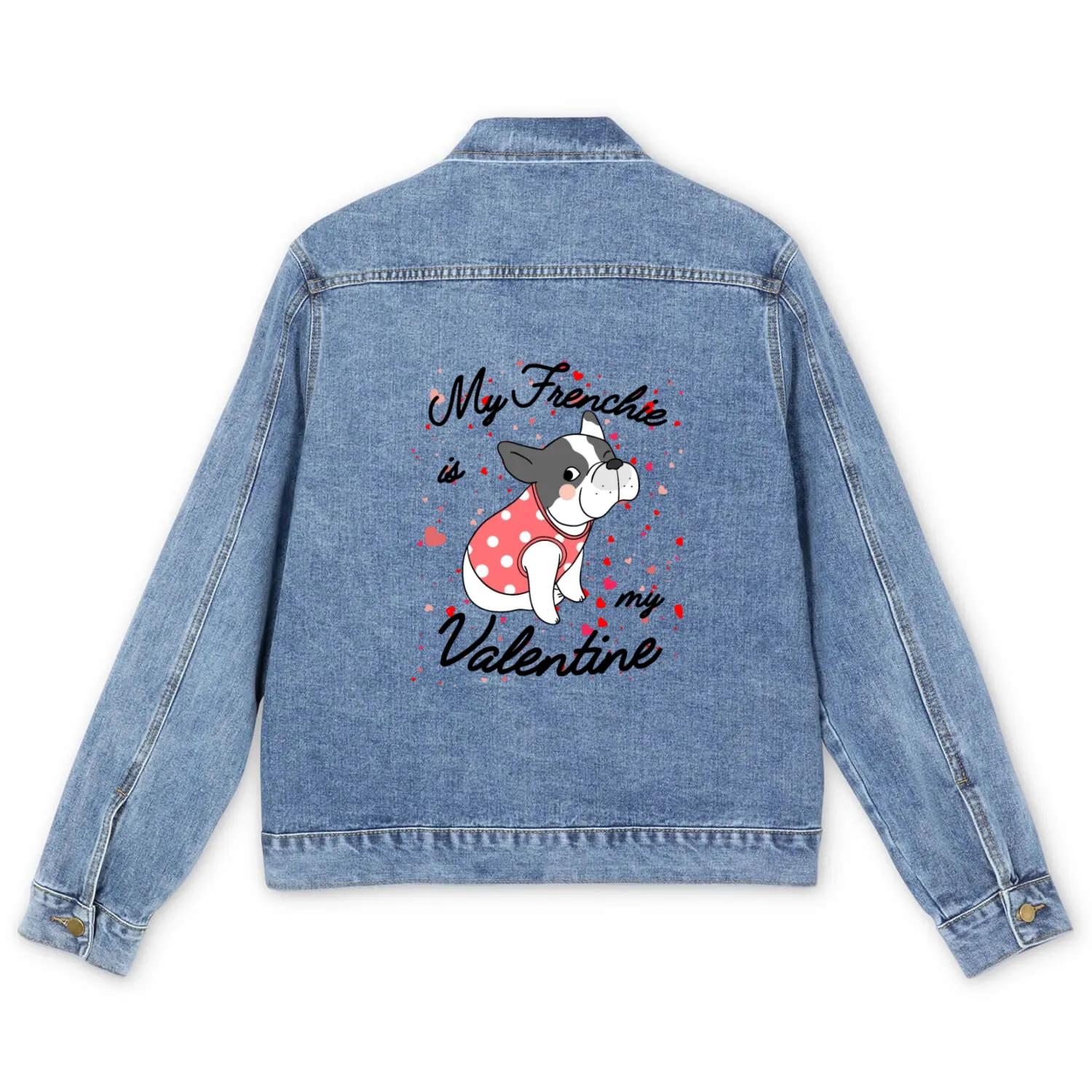 My French Bulldog Is My Valentine Men's Denim Jackets
