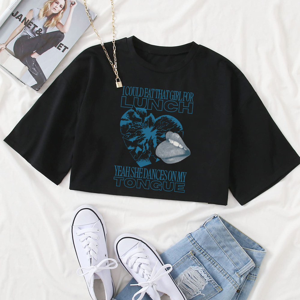 Billie 2024 Lunch I Could Eat That Girls For Lunch O-Neck Casual Women Crop Shirts for Fan Gift Tops