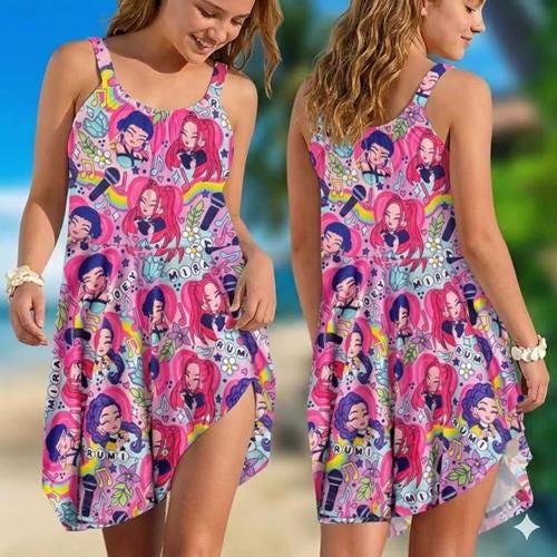Huntrix Sling Dress, Kpop Demon Hunters Dress, Rumi Zoey Mira Princess Dress, Girls Birthday Outfit