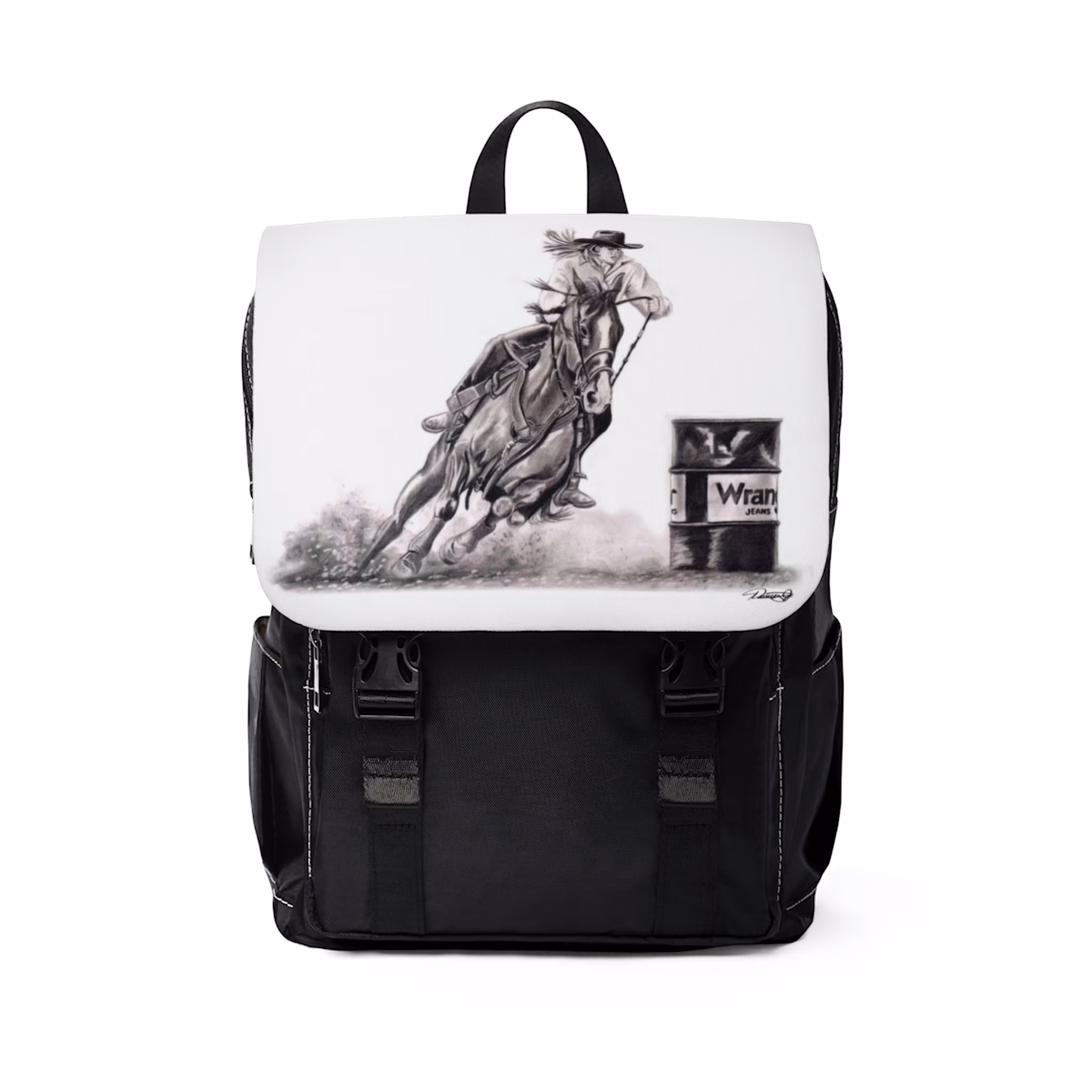 Unisex Casual Shoulder Backpack - Rodeo Cowgirl Horse Barrel Racing