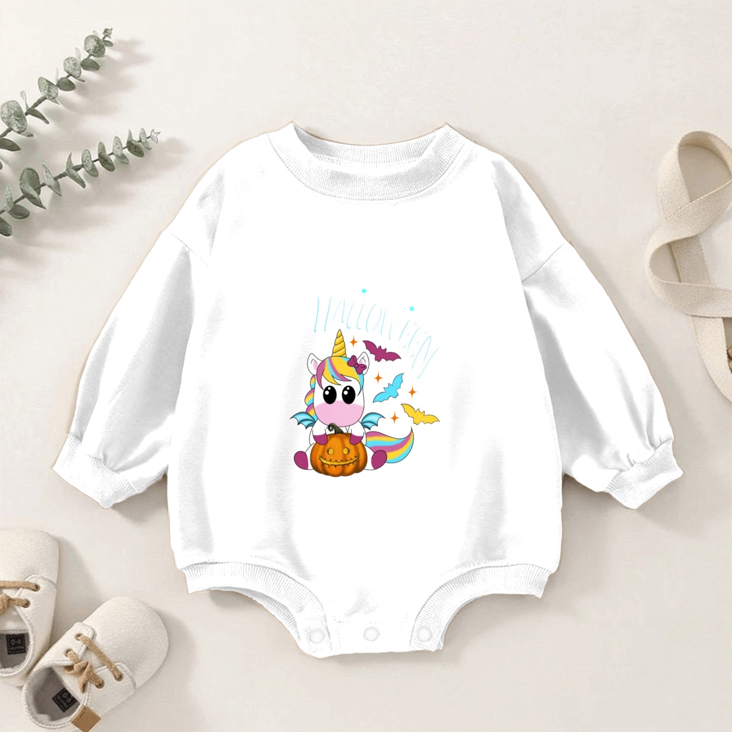 Bat Unicorn - Happy Halloween Baby Romper Sweatshirts