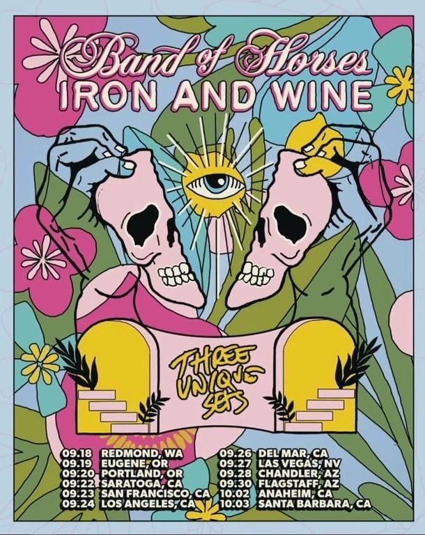 Band of Horses and Iron & Wine Fall Tour 2025 Poster, gift for fans