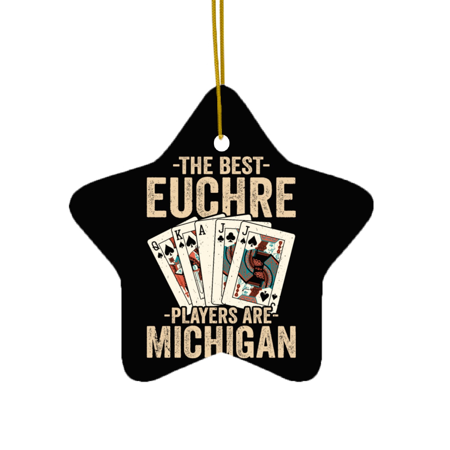 Euchre Players Michigan funny euchre Ceramic Ornaments