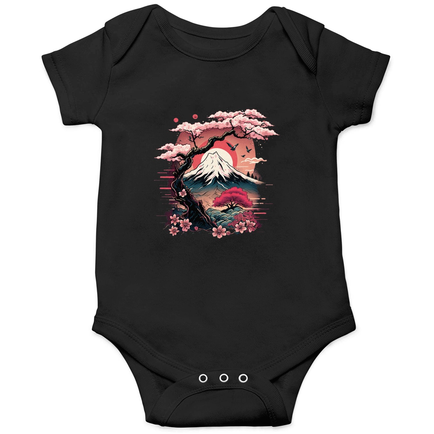 Japanese Sakura Garden Geisha Mount Fuji Cherry Onesies