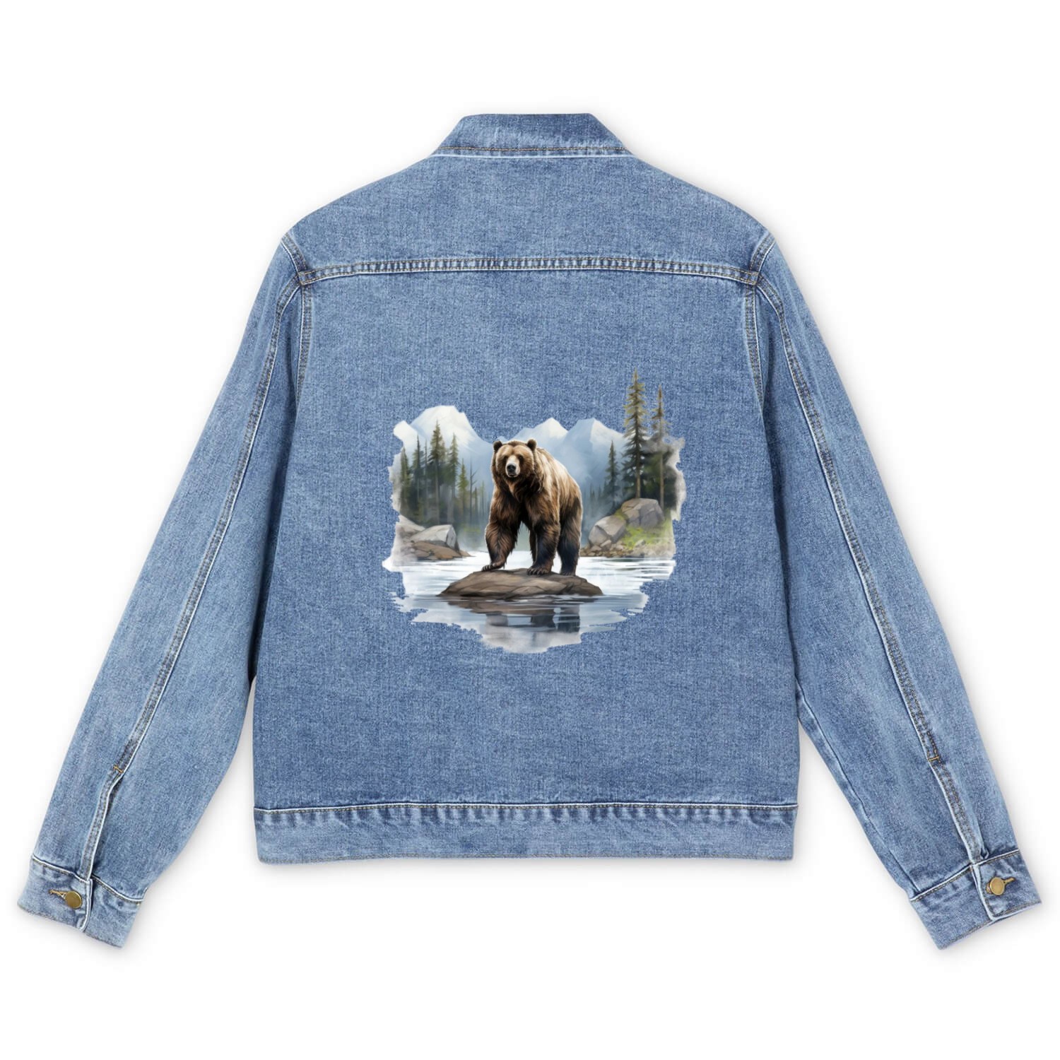 Grizzly Bear in the Wild Men's Denim Jackets