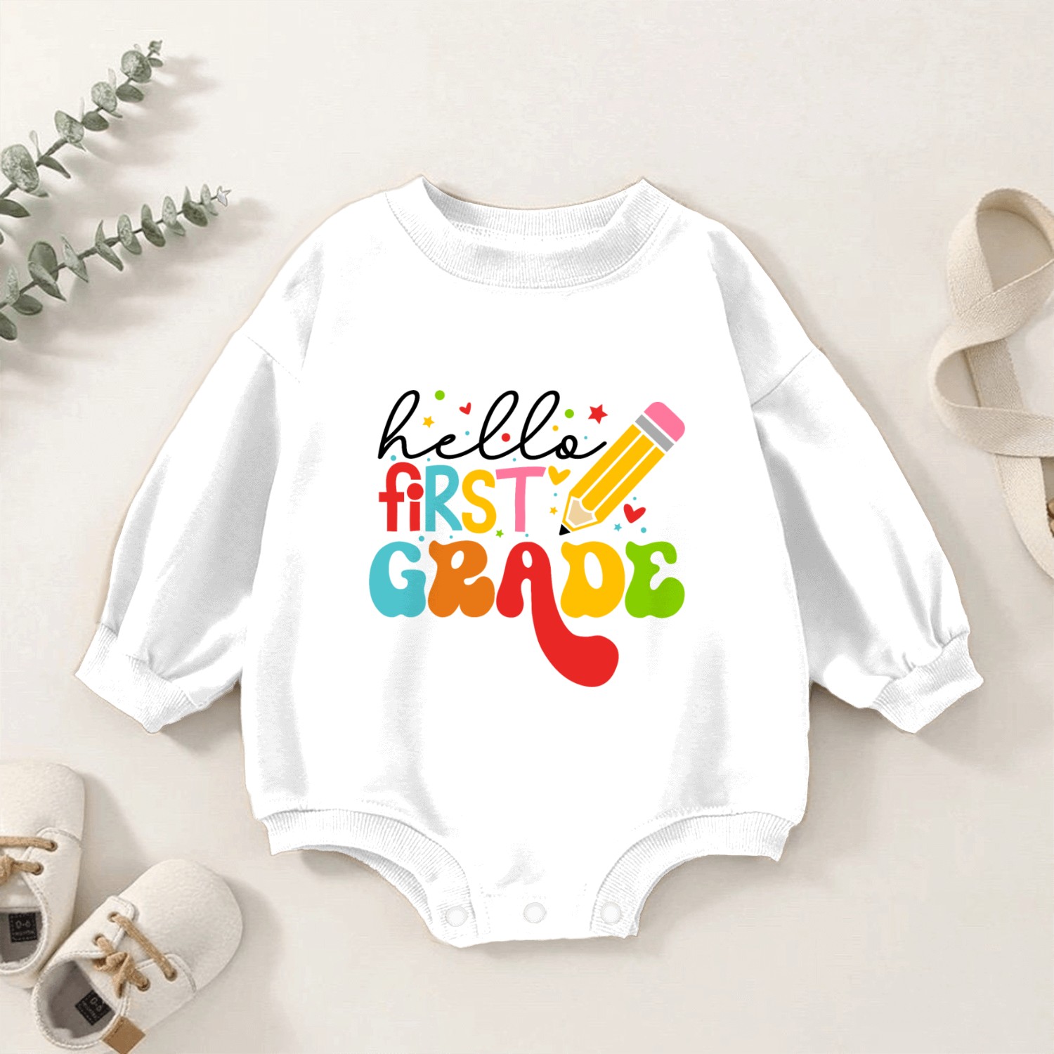 Back To School - Hello First Grade Baby Romper Sweatshirts