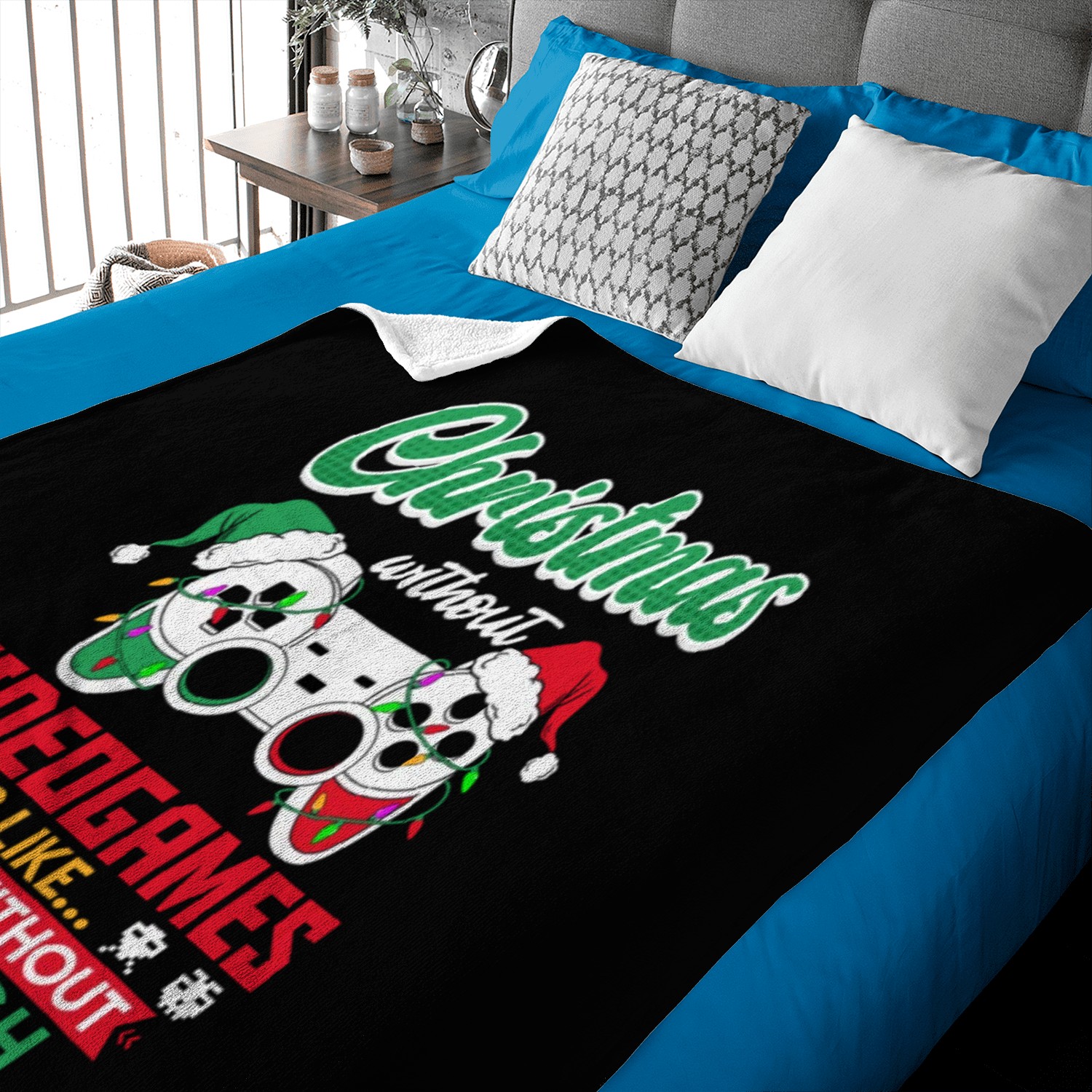 Christmas without Videogames Santa Gaming Baby Blankets