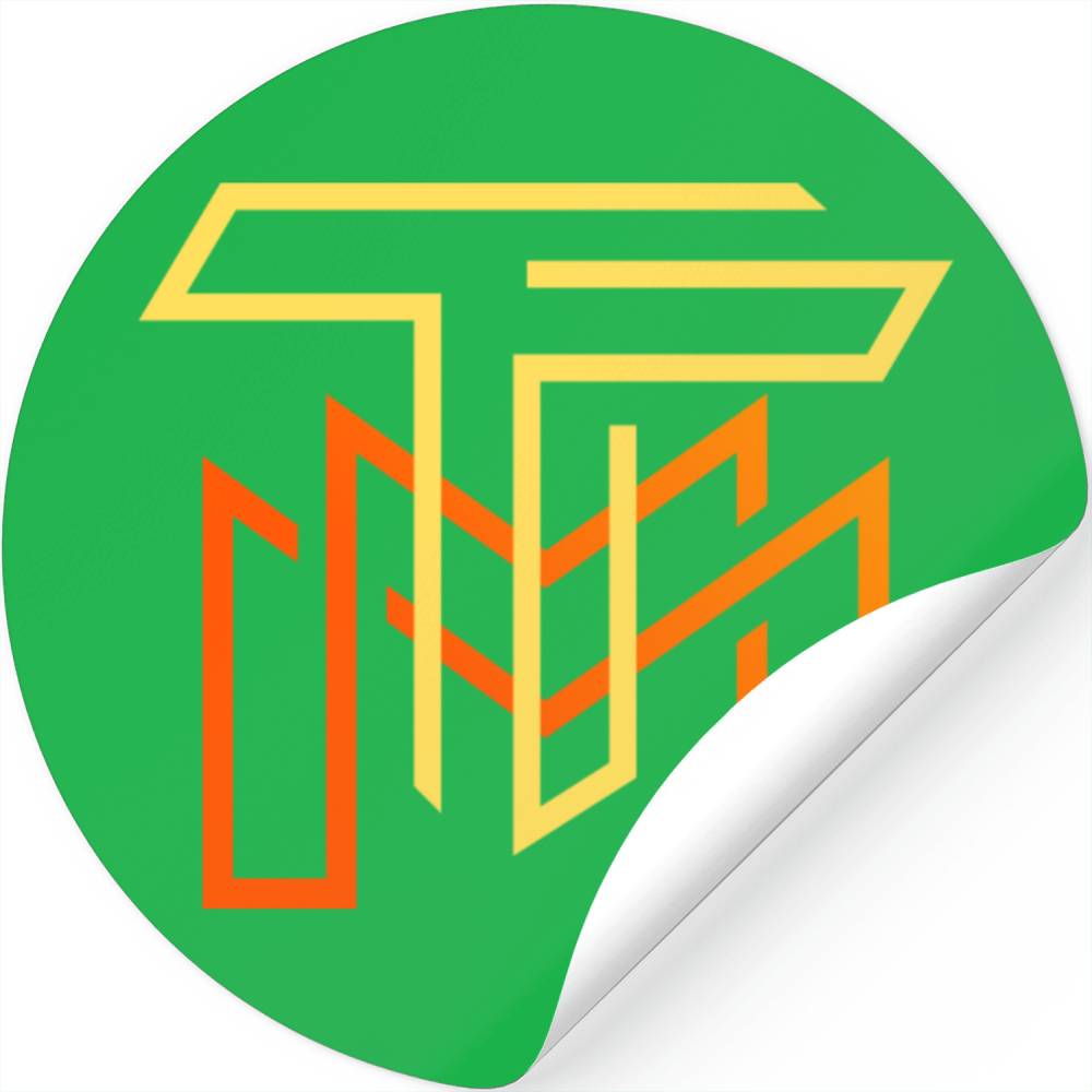 Merging M and T Logo Design Stickers