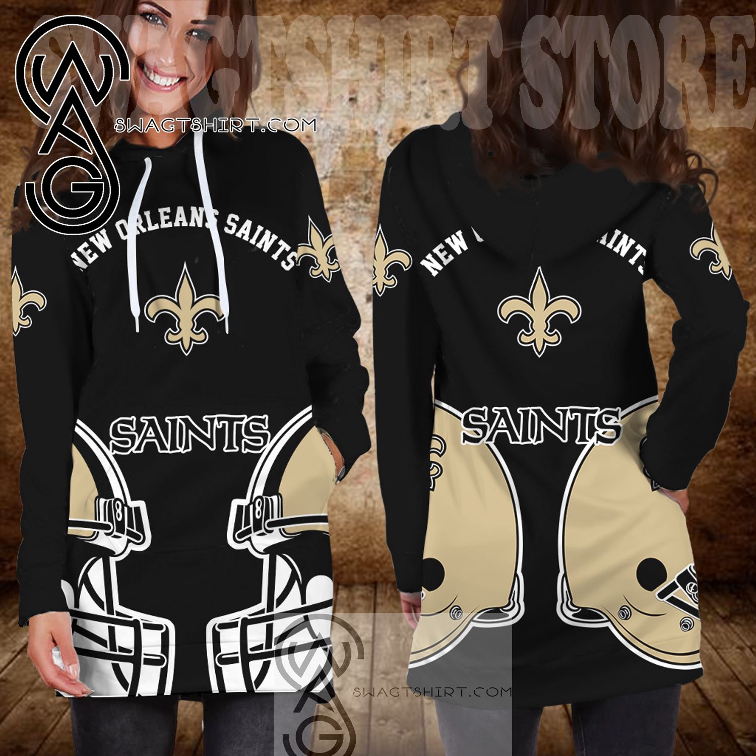football New Orleans Saints Helmet Women Hoodie Dress