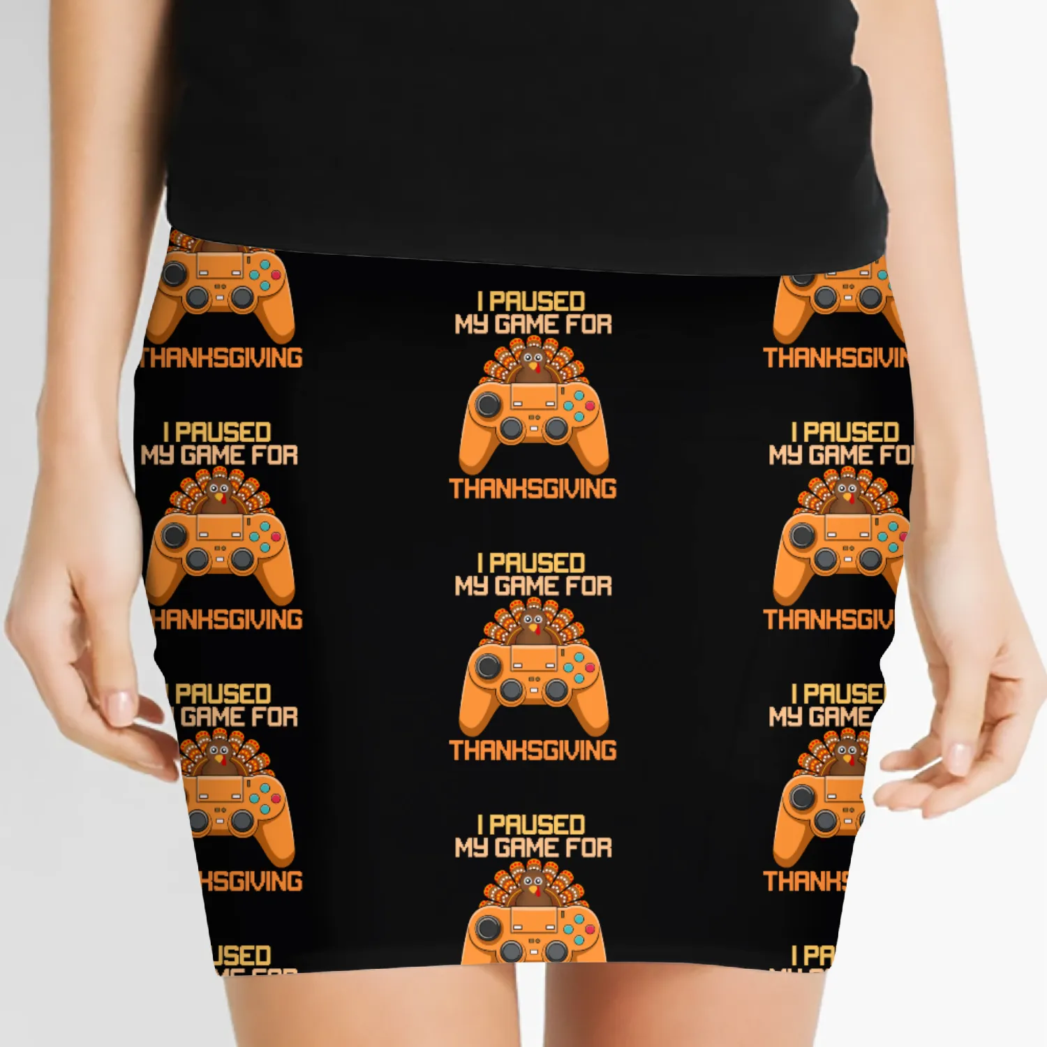 I Paused My Game For Thanksgiving Game Controller Women's Mini Skirts