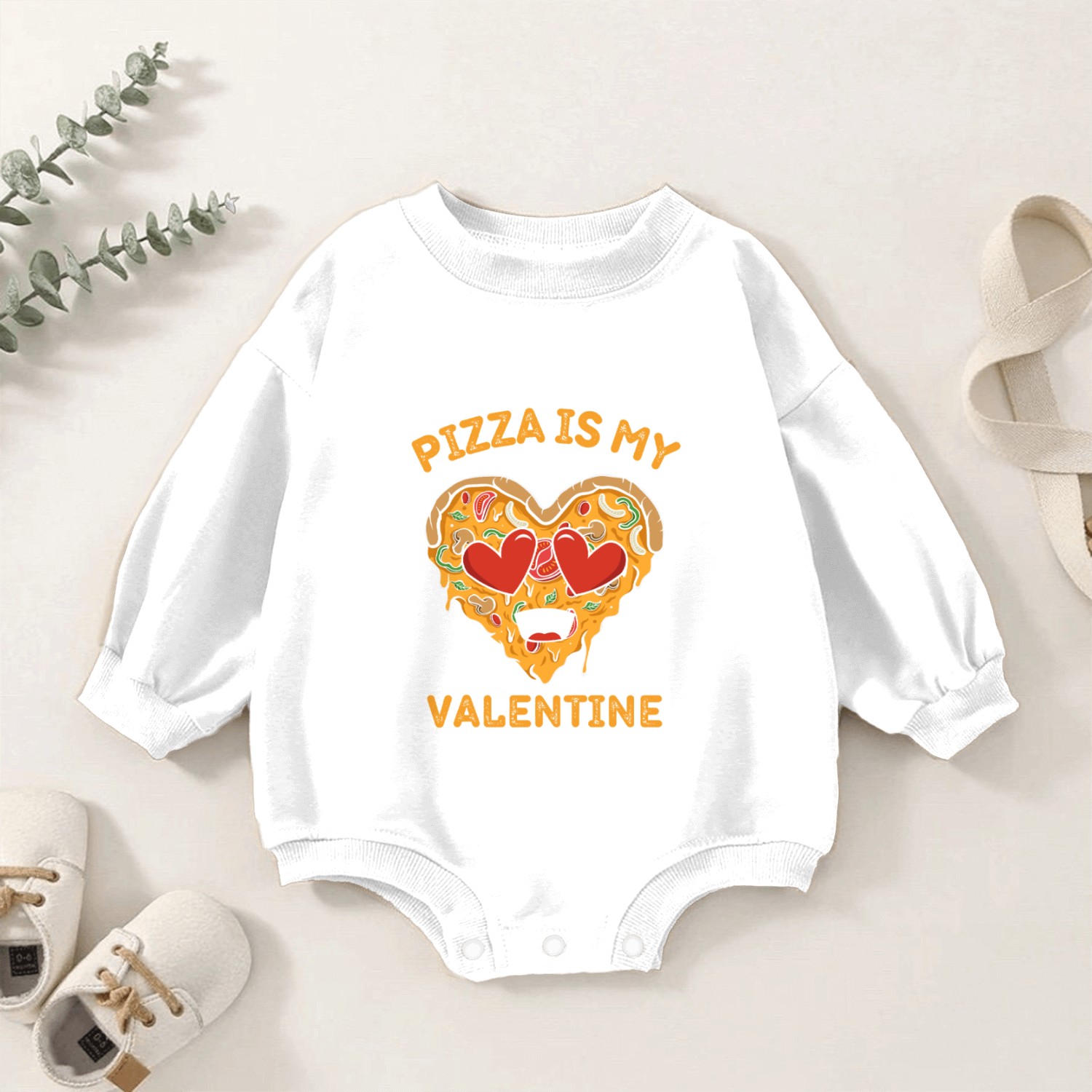PIZZA IS MY VALENTINE Baby Romper Sweatshirts