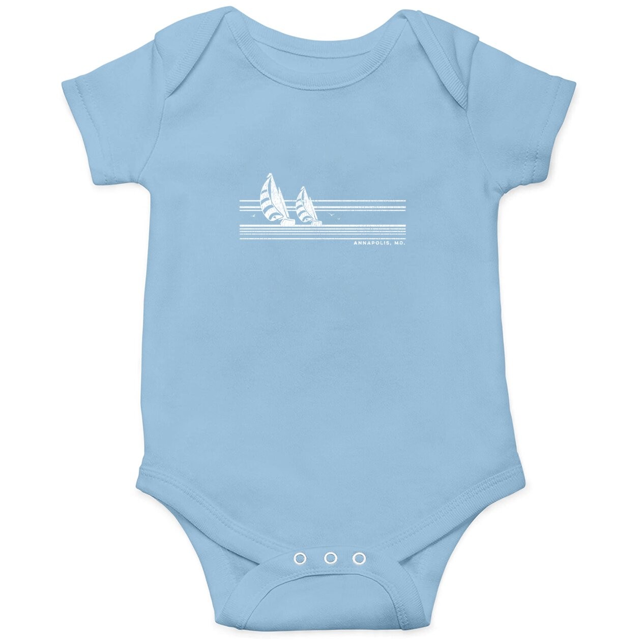 Annapolis Md Vintage Sailing 70s Nautical Sailboat Baby Bodysuit