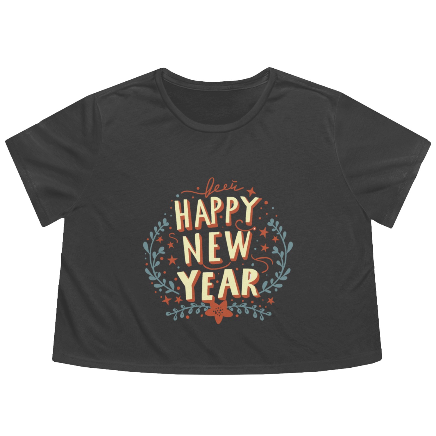 Happy New Year Typography design Flowy Cropped Tees
