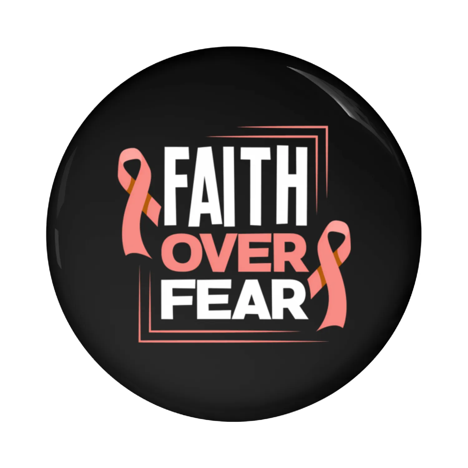 Faith Fear Peach Ribbon Endometrial Cancer Pin Buttons