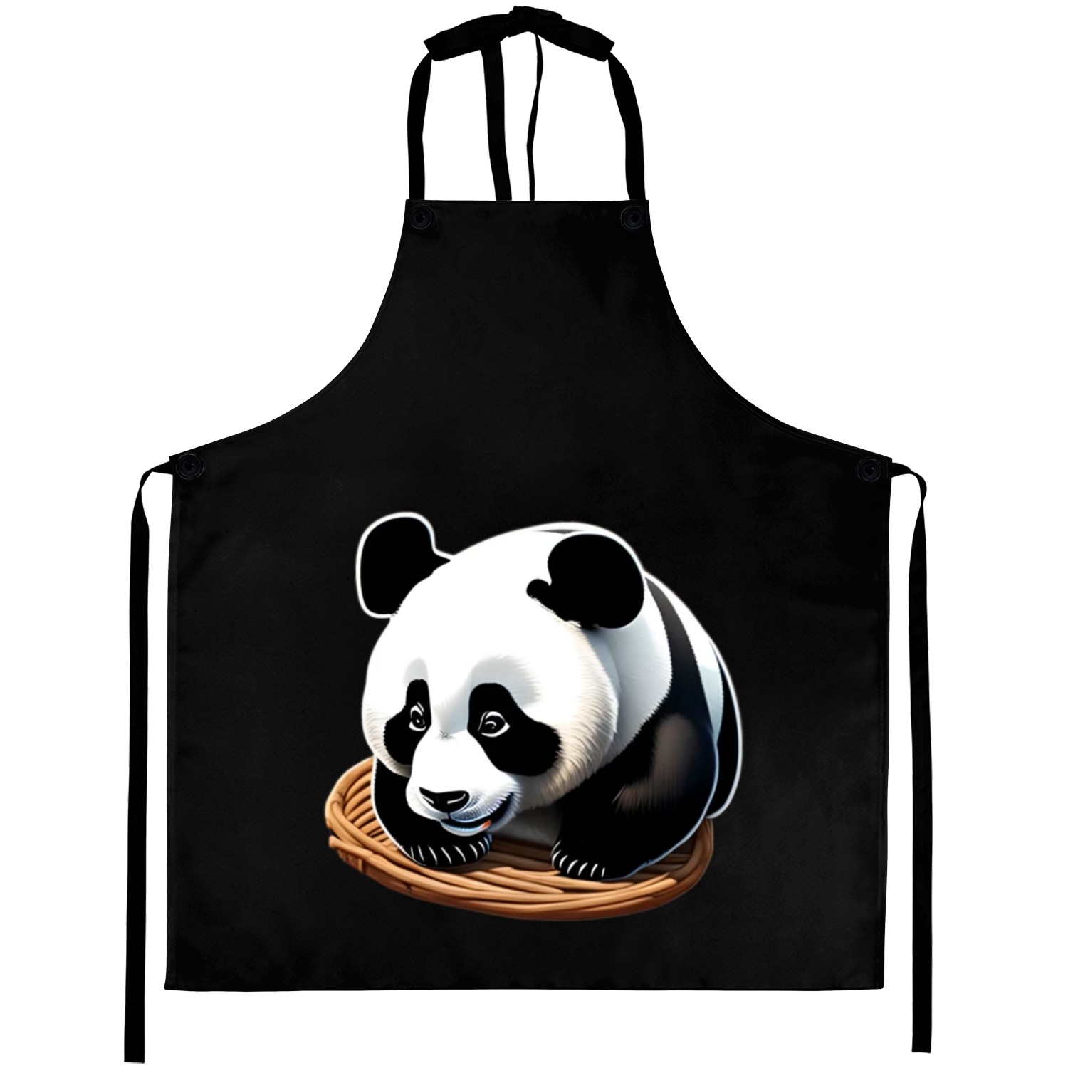 Cute panda with a basket Aprons