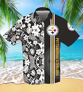 Pittsburgh Football Team Steelerss Hawaiian Button Down Shirt Unisex Adults