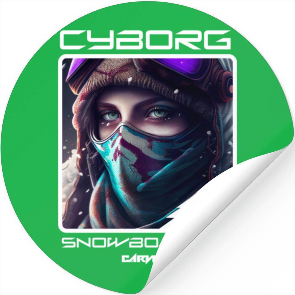 Cyborg Snowboarder - carver Stickers