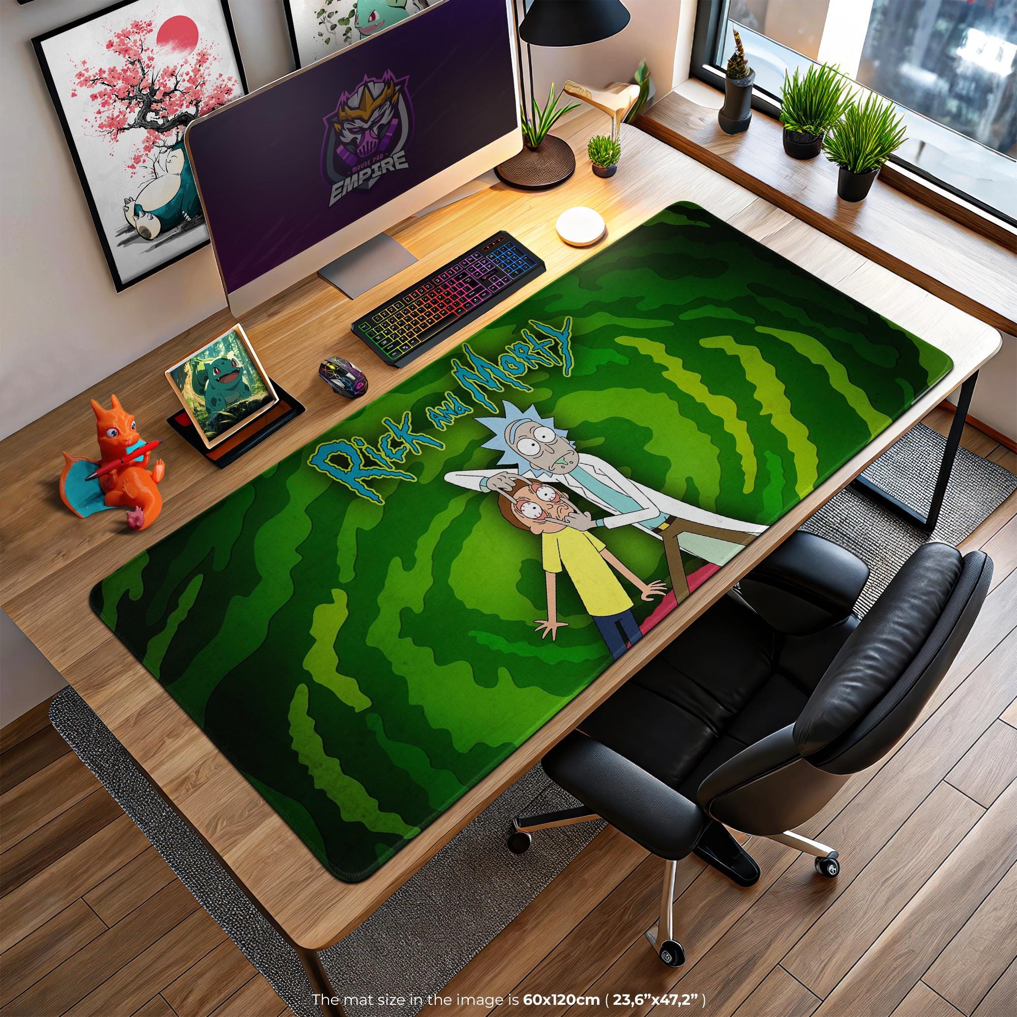 Rick and Rickandmorty Portal Desk Mat, Green Portal Mouse Pad, Gaming Desk Mat Gift