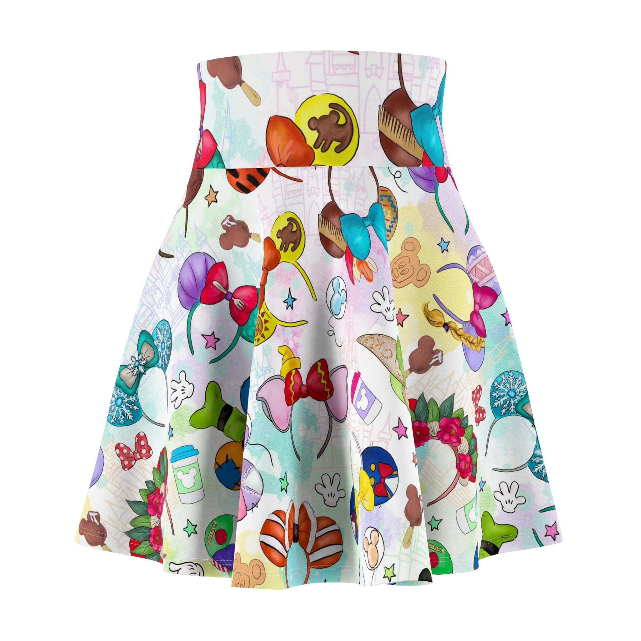 Mouse Ear Women's Skater Skirt | 4" wide high-rise elastic waistband | Women Summer Skater Skirt | Beaching Outfit