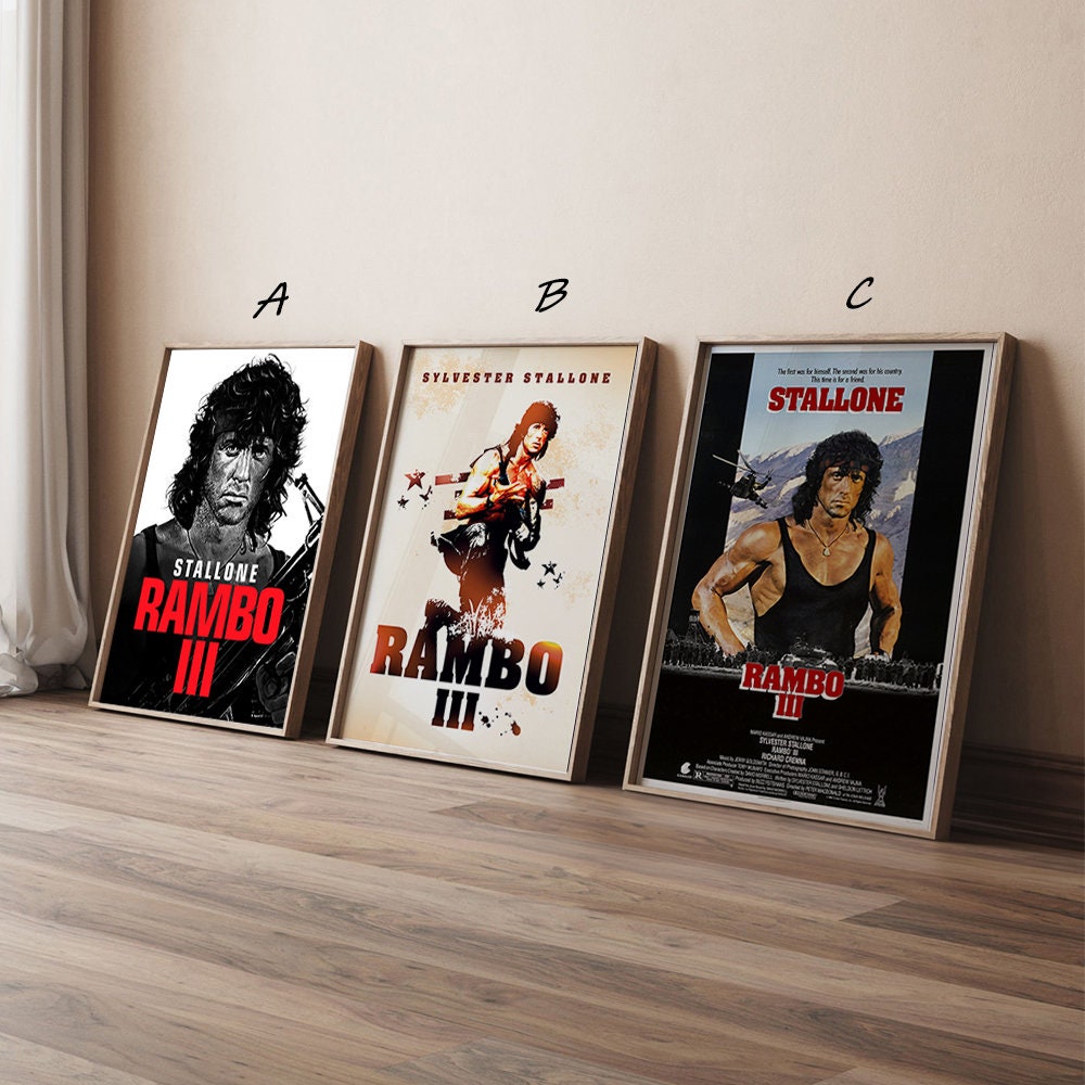 Rambo III Classic Movie Poster, High Quality Canvas Print Art Posters, Gift for her, Gift for Him, Unframed