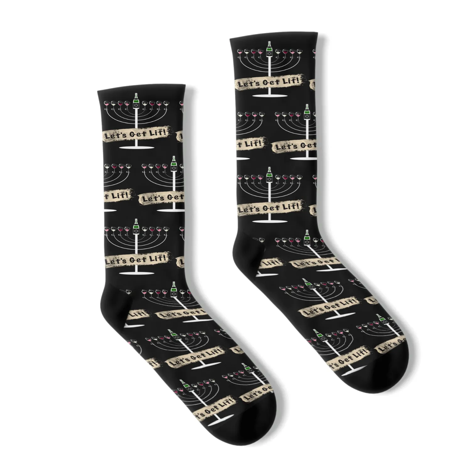 Let's Get Lit Wine Lovers Hanukkah Socks