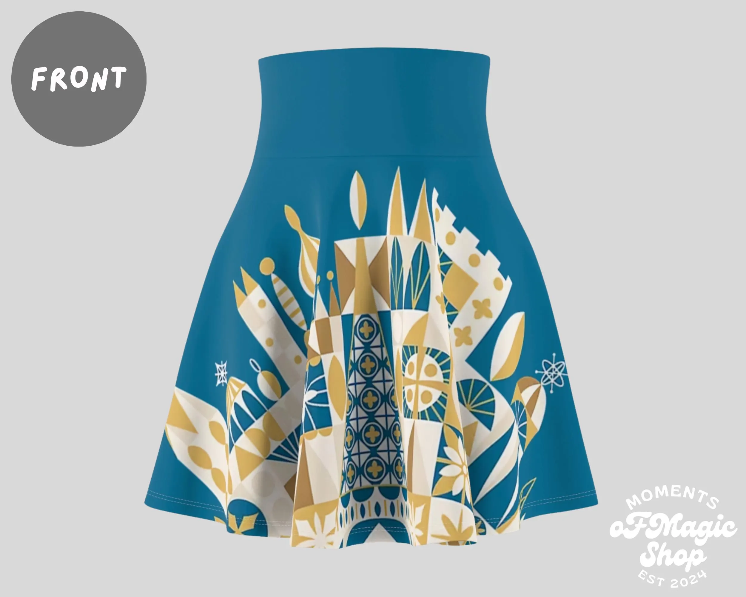 Blue Its A Small World Inspired Running Skirt | Magical Themed Running Skirt | Women's Skater Skirt