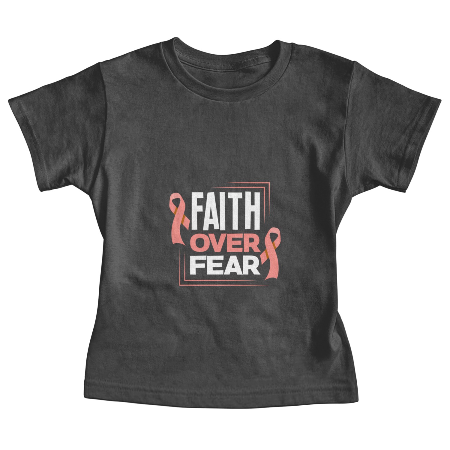 Faith Fear Peach Ribbon Endometrial Cancer Baby Tees