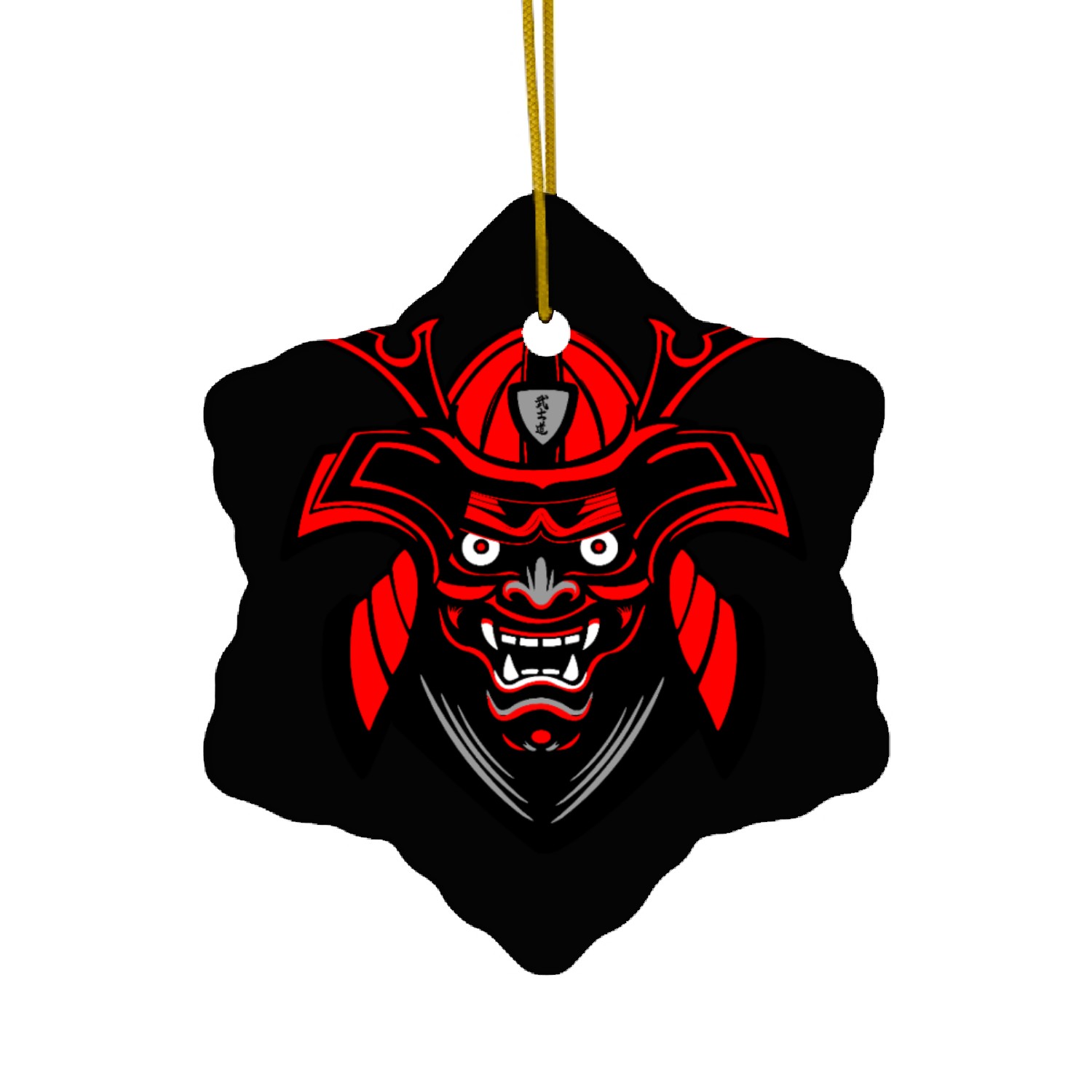 Menpō Mask – Red Black Samurai Look Ceramic Ornaments