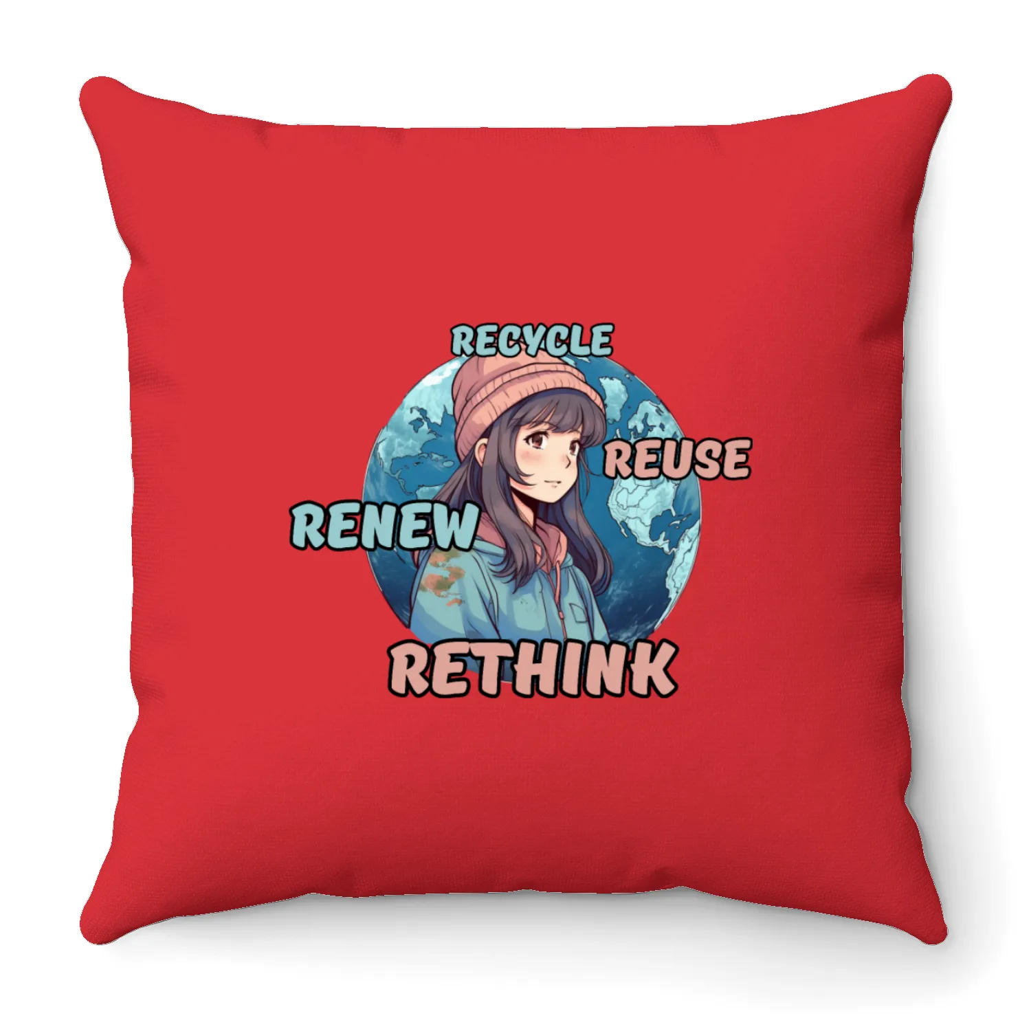 Recycle Reuse Renew Rethink Throw Pillows