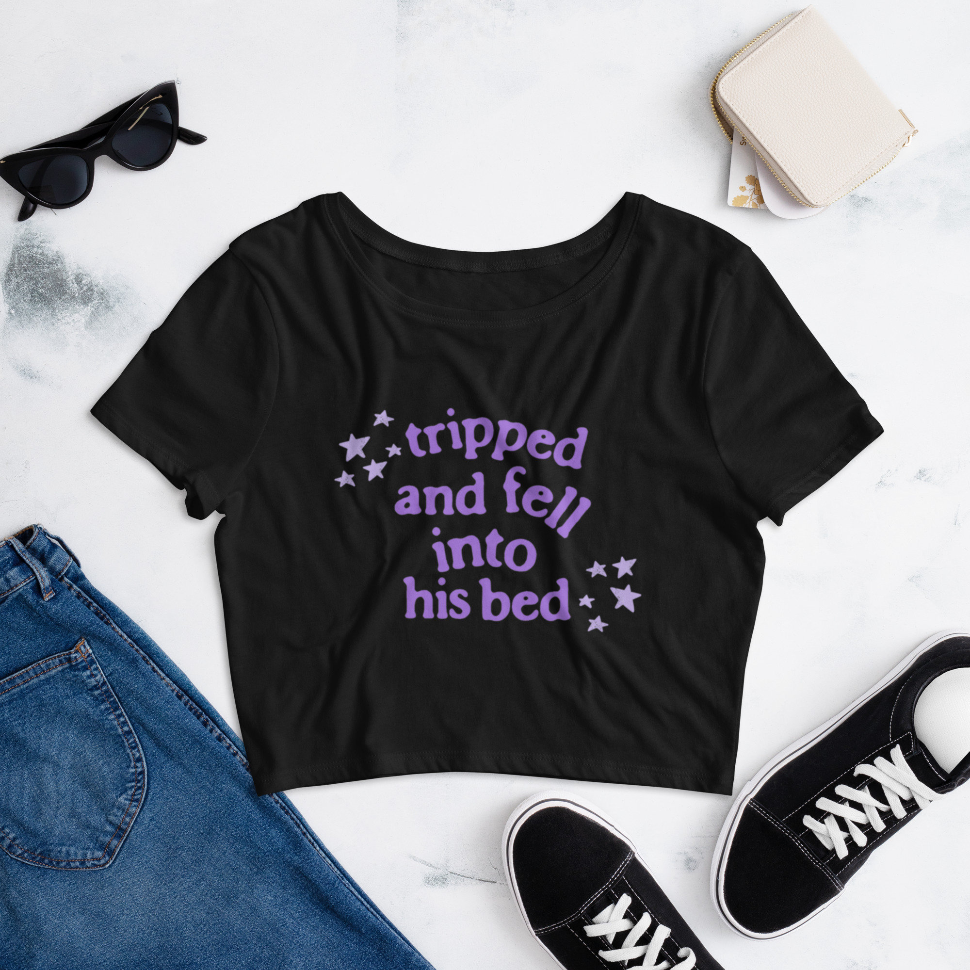 Tripped and Fell into his bed Crop Top (Very Thin, Comfy Material)