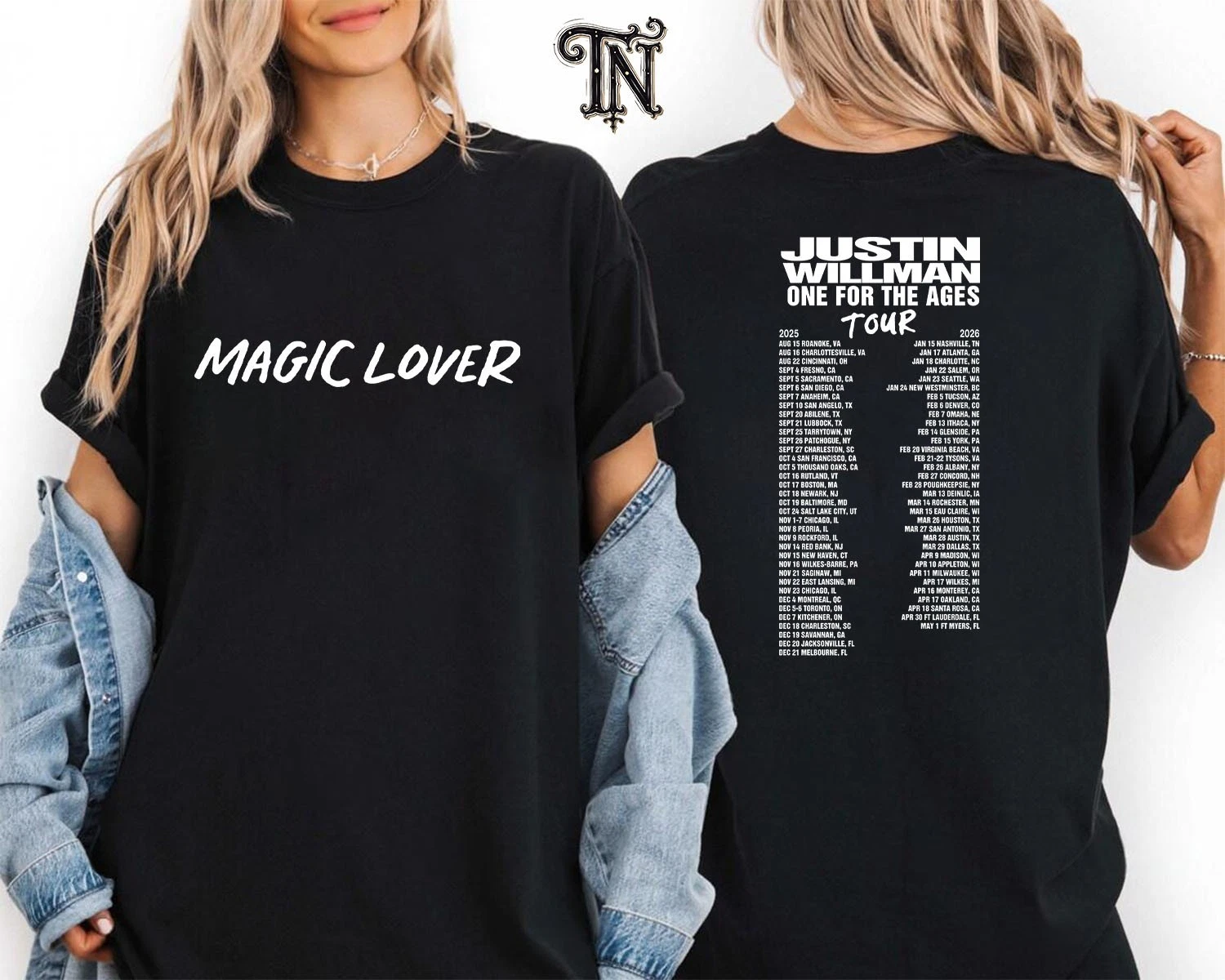 Justin Willman One For The Ages Tour Magic Lover 2025 Double Sided T-Shirt